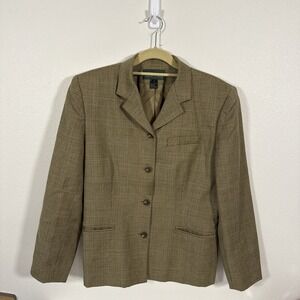 Ralph Lauren‎ Women Sz14 Jacket Brown Wool Herringbone Tweed Equestrian